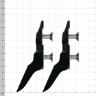 Thistle America Medium, two black metal parts with two silver screws each on a checkered background