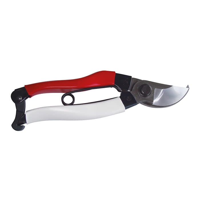 Okatsune 20 Pruning Shears with Red and White Handle and Silver Blade by Okatsune, Side View