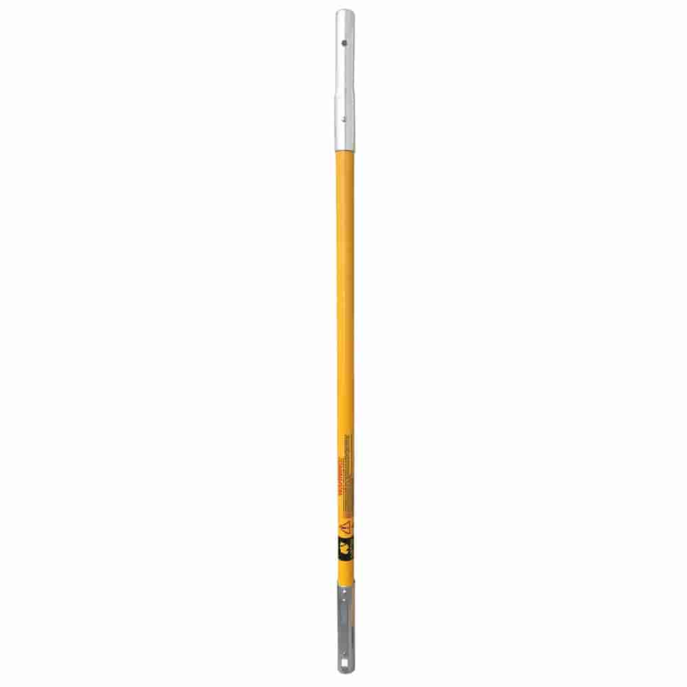 Big Shot pole top, yellow long pole with silver ends and a red and black warning on the pole