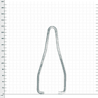 Ratchet wedge handle made of metal, silver-coloured, on a checkered background with dimensions in millimetres