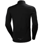 LIFA Merino Half Zip by Helly Hansen, back view of the long-sleeved top in black with grey logo at the bottom