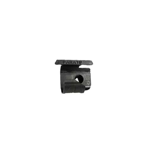 Maclip Light lamp holder, black, with "PARAT" inscription on the upper part
