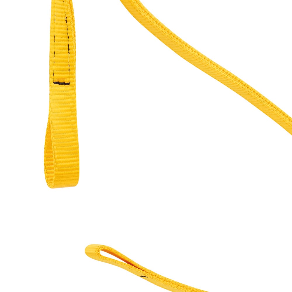 Eject webbing, close-up of the yellow loop ends, no manufacturer's information