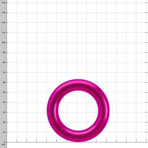 Aluring 40 Pink, pink ring with smooth surface, in front of a white background with measuring grid