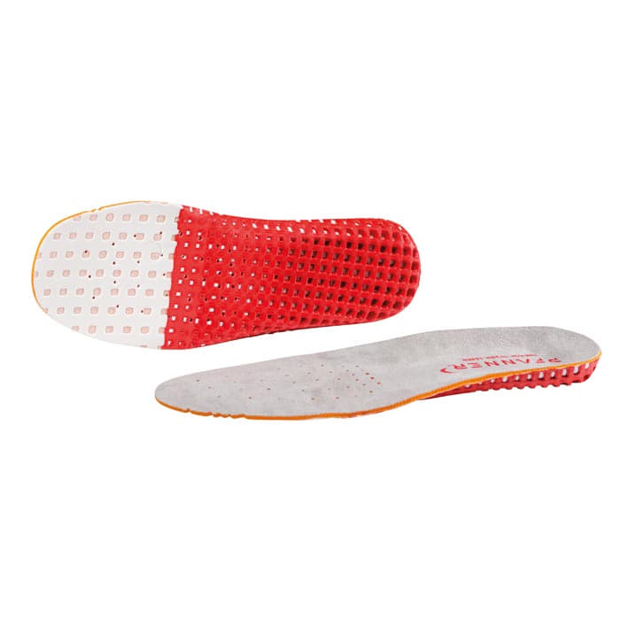Nano-Active sole, two insoles, one with red and white perforated underside, the other with grey top and red lettering, without visible manufacturer.