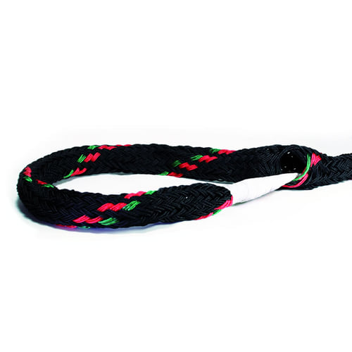 ArboLine 4T black braided rope with red and green threads laid in a loop