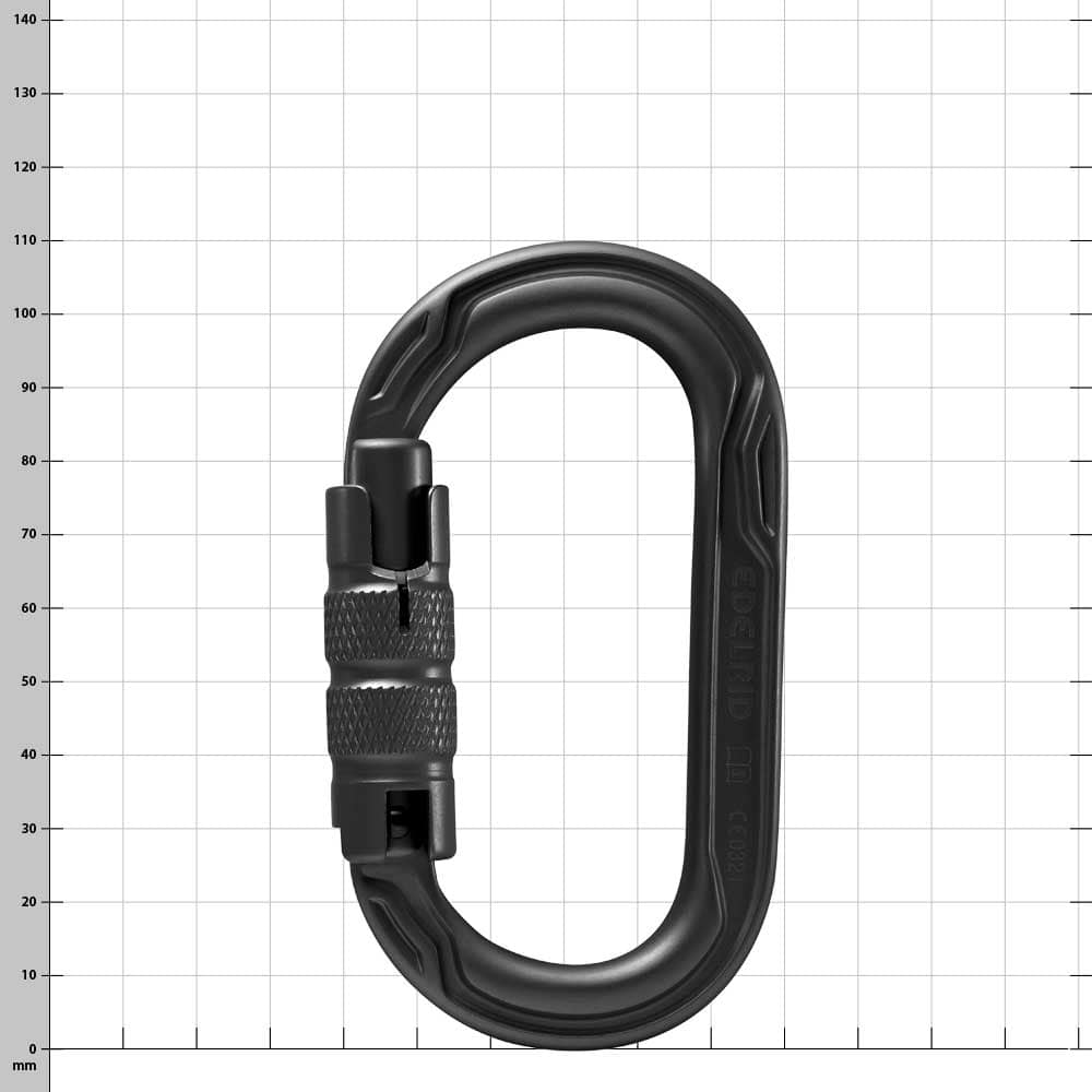 Oval Power 2500 Triple Carabiner in Black Color with Oval Shape and Screw Cap