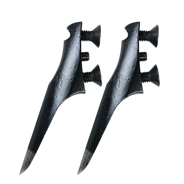 Buckspikes Pin-Screw L, two black metal spikes with two screws each and tapered end