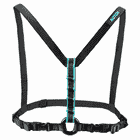 Black Chester SRS chest strap with turquoise stitching and black ring in the middle