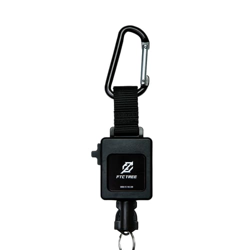 Black snap hook with black webbing and black housing with FTC TREE logo