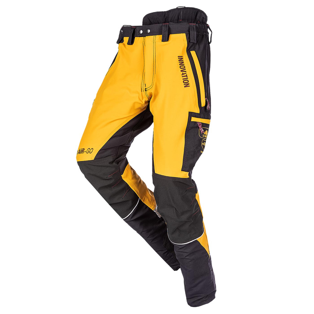Canopy AIR-GO work trousers in yellow and black with red details and lettering INNOVATION