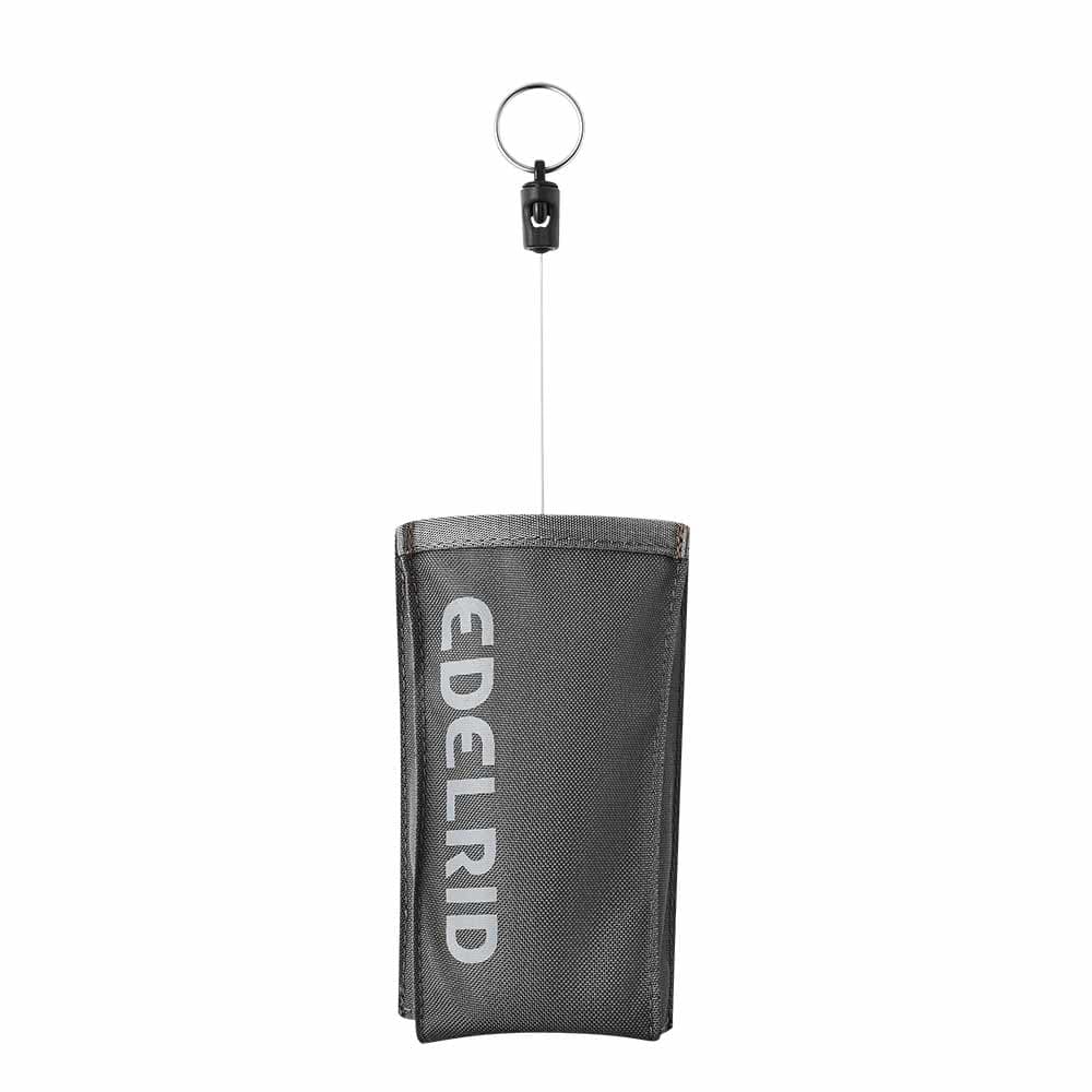 Edelrid Rescue Holster by Edelrid, black holster with grey Edelrid lettering and metal ring on top