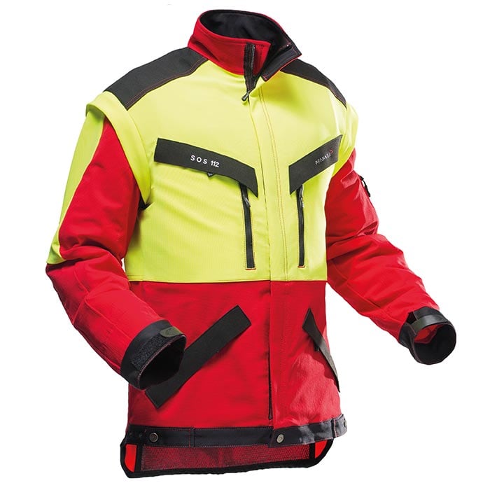 KlimaAIR® forestry jacket in yellow and red with black details and several zippered pockets