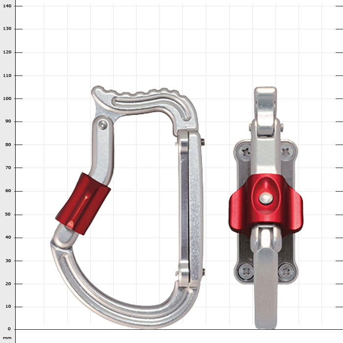 transPorter snap hook with red closure, side and top view