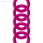 Aluring 40 Pink, five pink rings with a smooth surface arranged on top of each other, against a white background