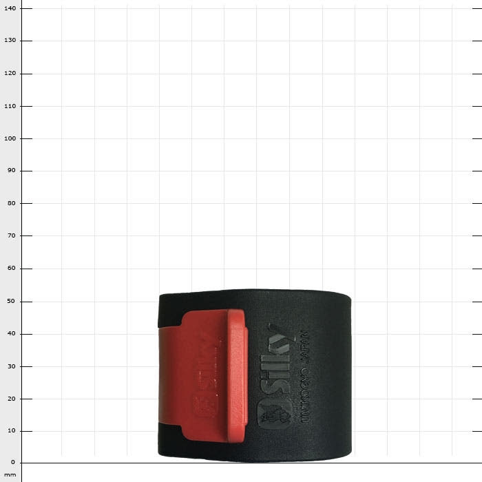 Hayauchi clamp large by Silky, black with red closure, rectangular and compact