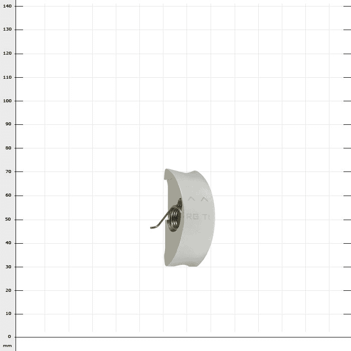 RopeGuide TwinLine Clamping Jaw, silver-coloured semi-circular metal clamp with a small spiral spring in the middle