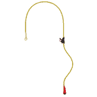 Microflip rope with yellow-black pattern, red and black plastic part, manufacturer Petzl