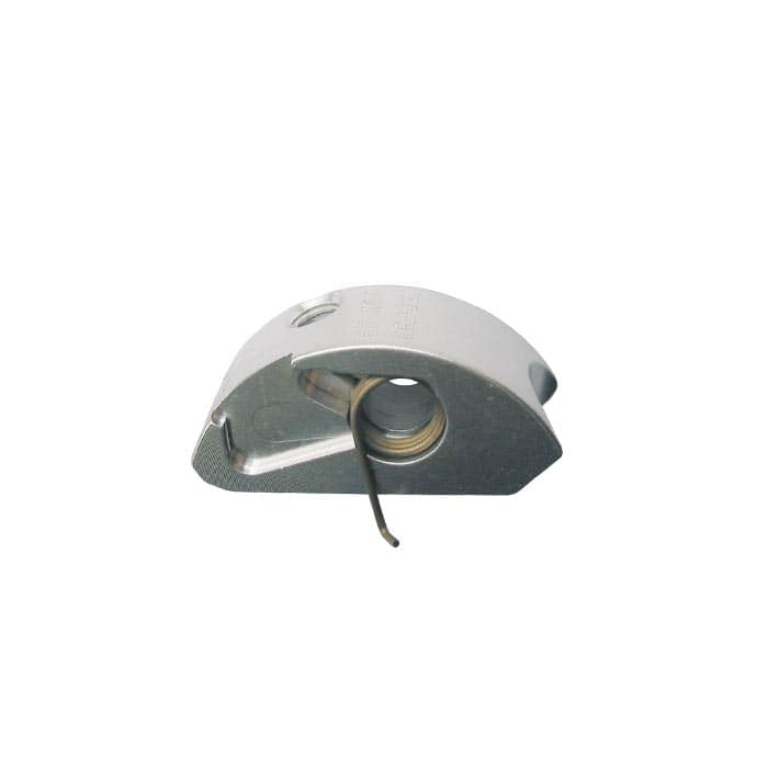 Positioner clamping jaw S, silver metal part with spring, semicircular and compact
