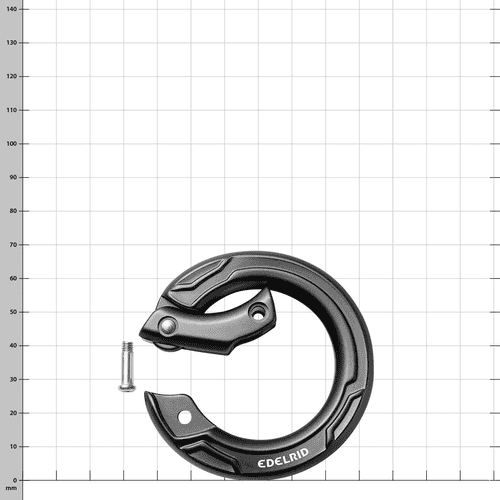 Edelrid Cupid carabiner in black open with screw next to it
