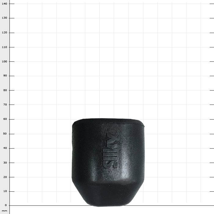 Hayauchi 630 rubber buffer, black, cylindrical with beveled bottom and embossing "AYLIS" on the surface