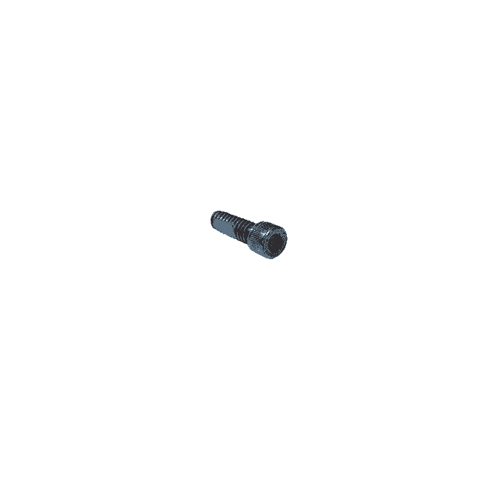 Tri-Guard screw, small metal screw with blue thread area and hexagon socket head