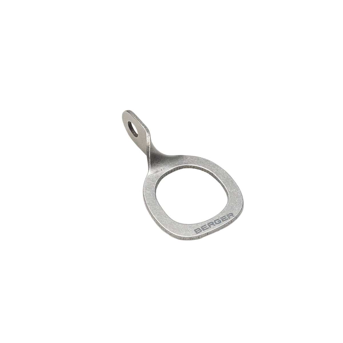 ArboRapid carabiner eyelet by Berger, silver metal ring with small eyelet and engraving "BERGER"