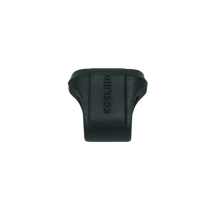 Black plastic part with the embossing "EDELRID", product name Antitwist 16