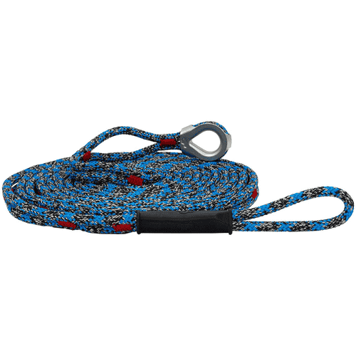 chainANCHOR blue-black rope with red markings and metal eyelet, rolled up
