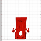 Arborist Micro Wedge by Arbpro Red Plastic Wedge Tool with Two Hooks and Oval Hole in the Center Against Checkered Background