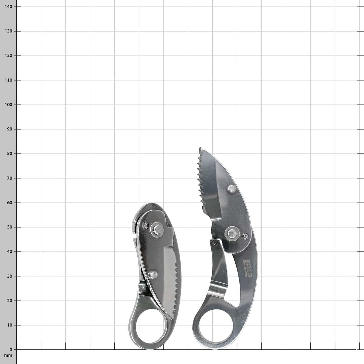 Mini Knife Wave Cut Metal Folding Knife, One Knife Open and One Knife Closed, on Checkered Background