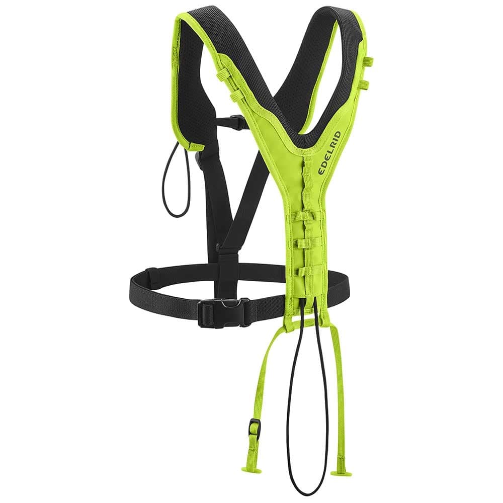 TreeRex Bungee Chest by Edelrid, green-black chest strap with padded shoulder straps and front closure