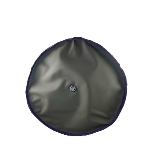 Genius Tool Bucket 2, round grey base with purple border and small black valve in the middle