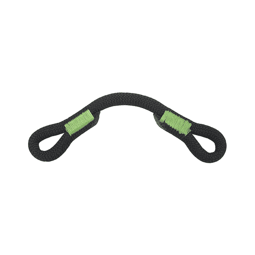 Treewor grab bar, a single black loop with green stitching
