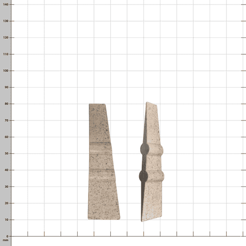 Two beige plastic parts with different shapes and textures, no visible product brand or name