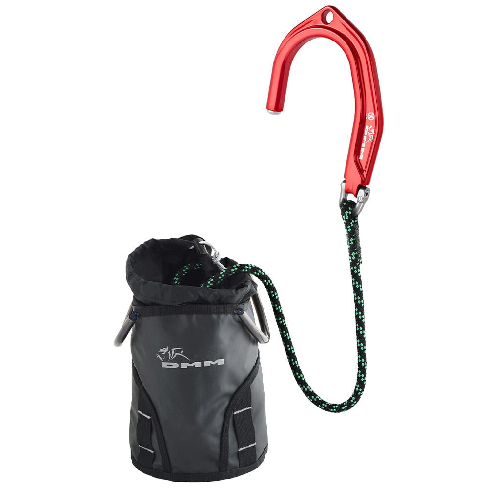 Captain Kit by DMM, black pouch with green-black rope and red snap hook