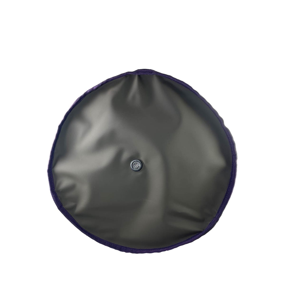 Genius Tool Bucket 2, round grey base with purple border and small black valve in the middle