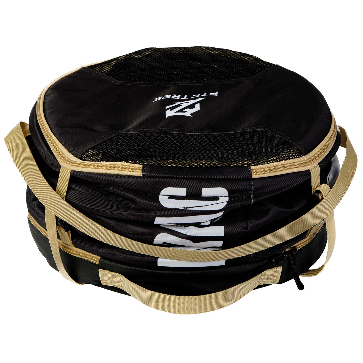 Matriosac 3 Bag in Black with Beige Handles, Horizontal, with Net and White FTC TREE Logo