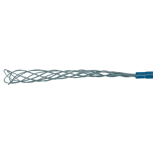 Cage awl, close-up of silver lattice-like end with blue handle