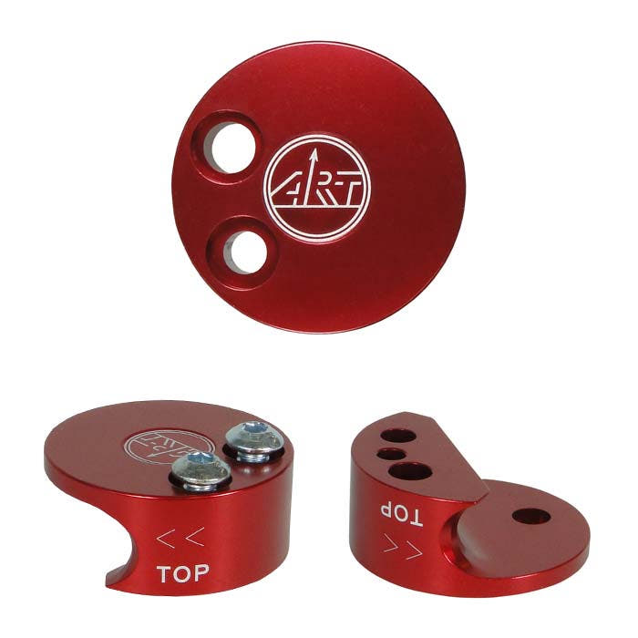 LockJack tool stringer, three red metal parts with white prints and two screws, all with ART logo