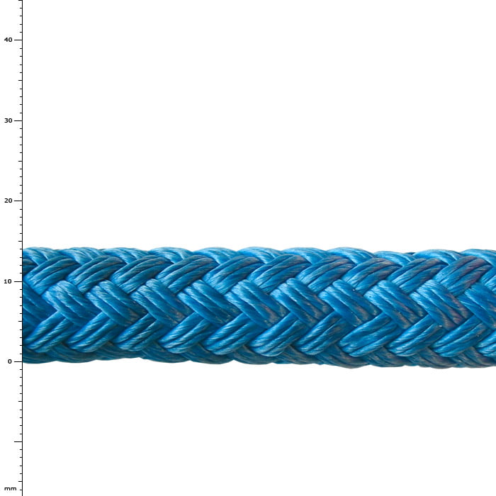 Bull Rope 14 Original, blue braided rope with dense structure and shiny surface