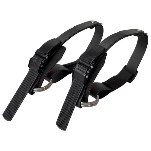 Thistle lower ratchet strap, two black straps with ratchet closure and metal rings