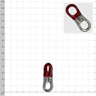 XSRE Swivel, red and silver metal swirl, on a white background with grid
