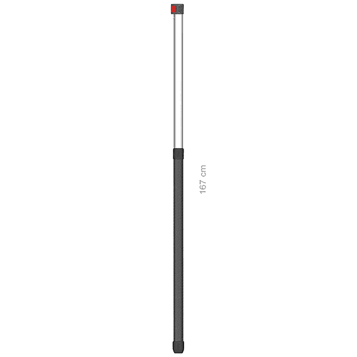 Hayauchi 490 rod bottom, long rod with black handle and silver barrel, red knob at top, length 167 cm