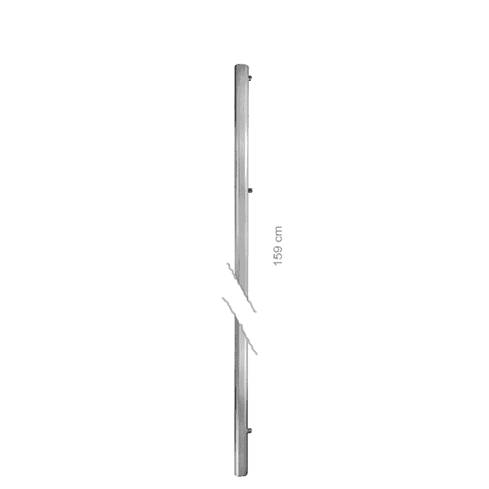 Hayauchi 490 pole top, long silver metal bar with three small attachment points and a measurement of 159 cm