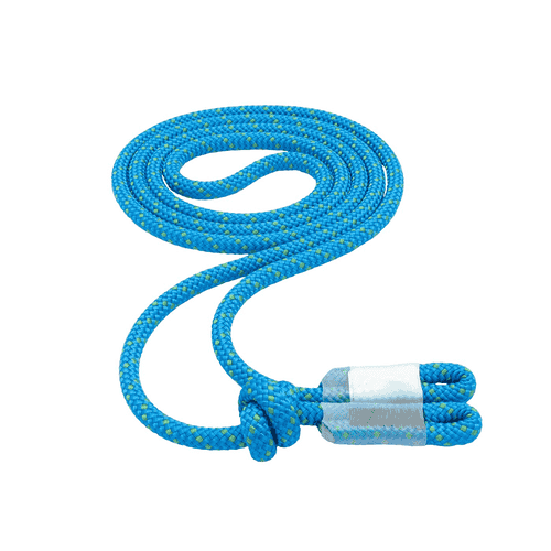 hipSTAR Glide 11.5 Rope, blue rope with green dots, spread out with two loops at one end and protective cuffs at both ends