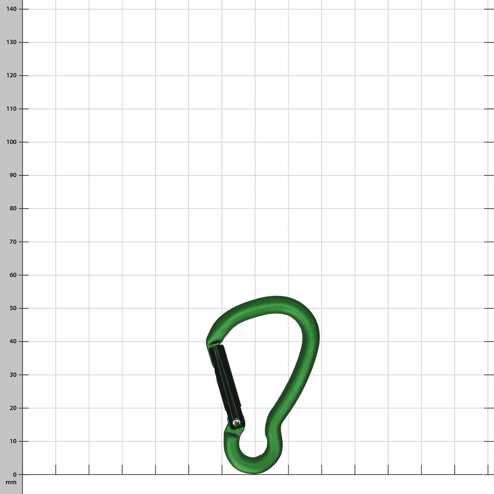 Green snap hook Big Mini with black closure mechanism, side view against white background