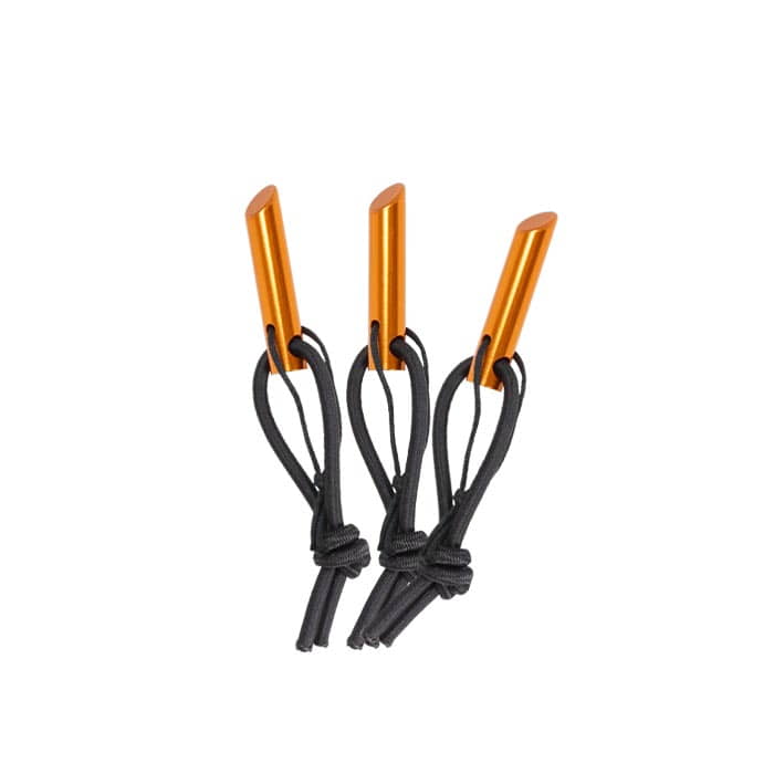 Three orange Rope Pin 10 with black loops next to each other