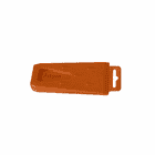 Orange ArbPro Felling Wedge 140 lying with grip hole against white background