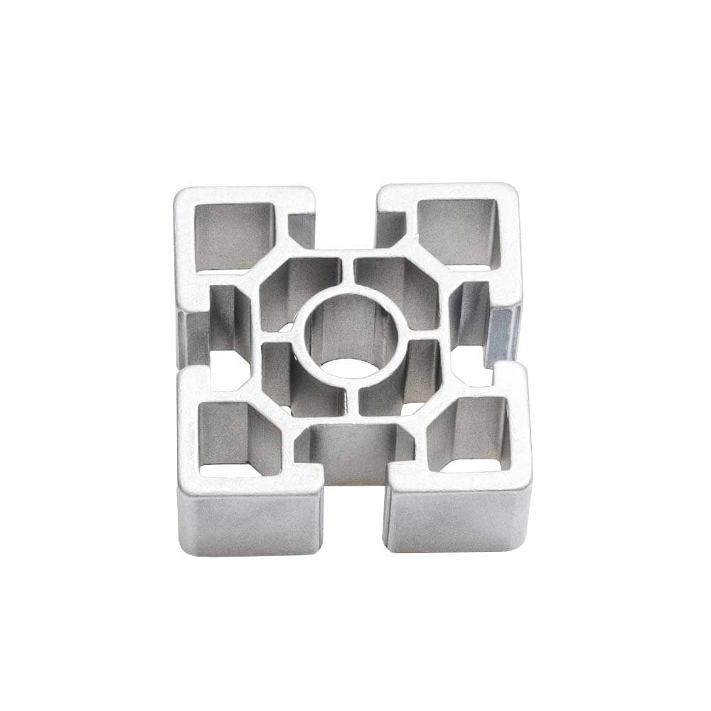ArboRapid MediaAdapter plate, silver square metal plate with several recesses and a round hole in the middle